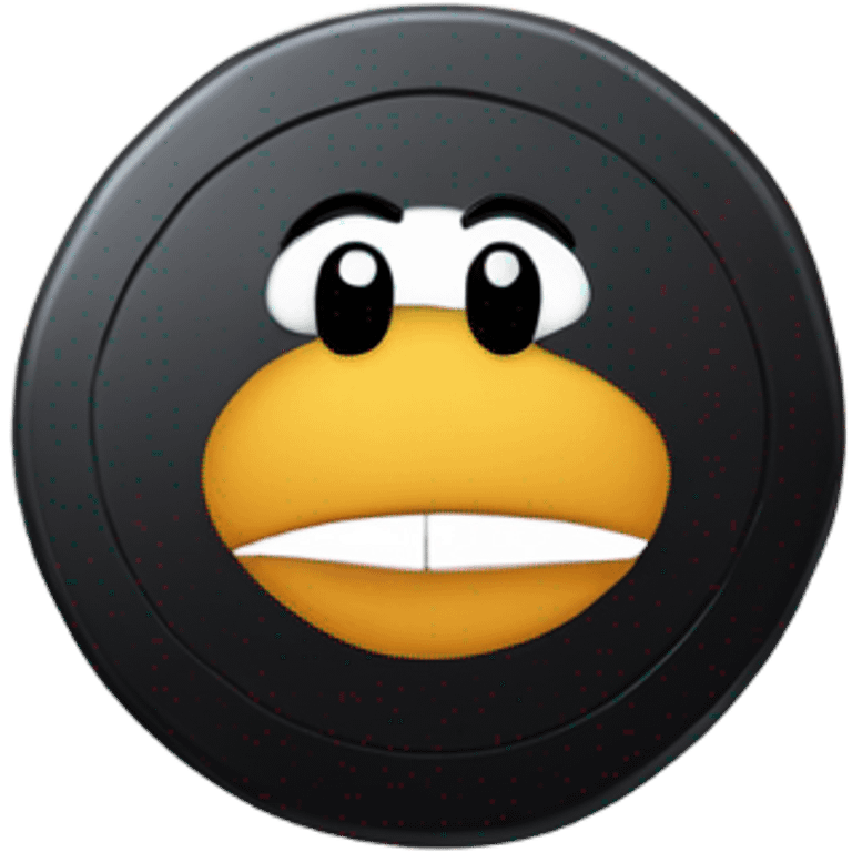 Hockey puck eating a hockey puck emoji