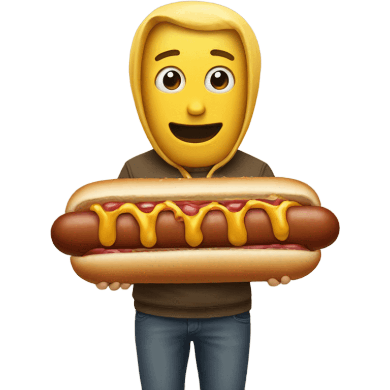 emoji with a hotdog attached to his waist  emoji