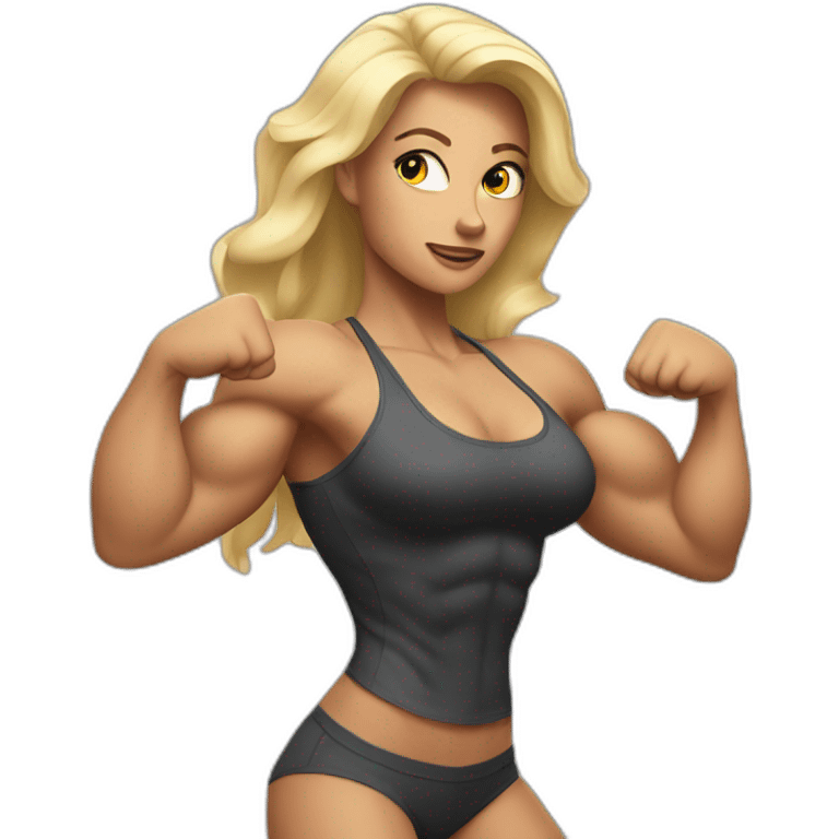 Sexy White Woman flexing muscles emoji