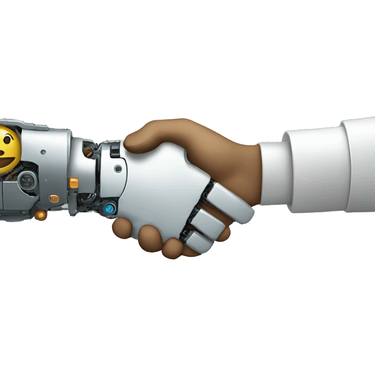 handshake with robot emoji