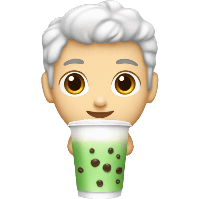 white boy with boba tea emoji