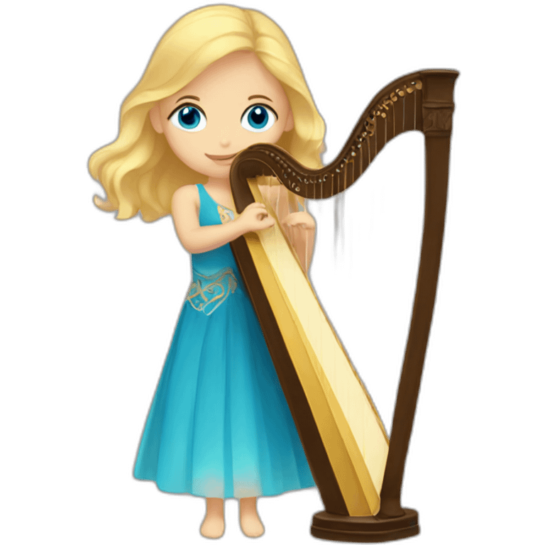 blond haired girl with blue eyes playing a harp emoji