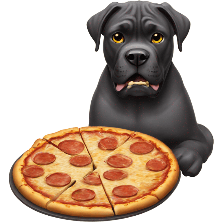 Cane corso eating pizza emoji