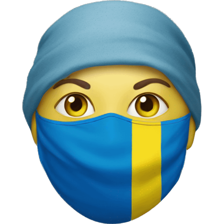 ukrainian flag with covid mask emoji