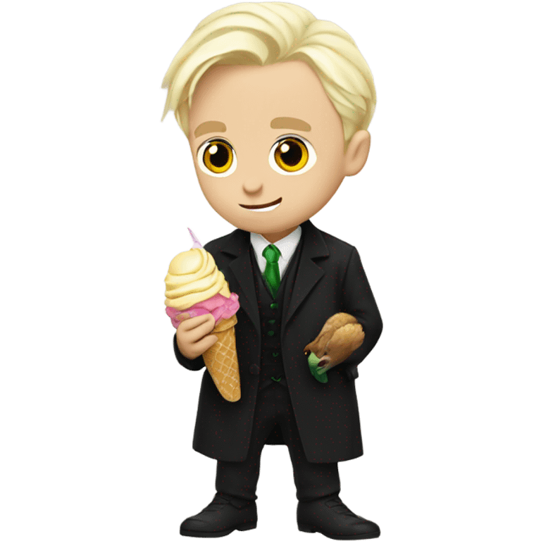 draco malfoy eating an ice cream with a chicken emoji