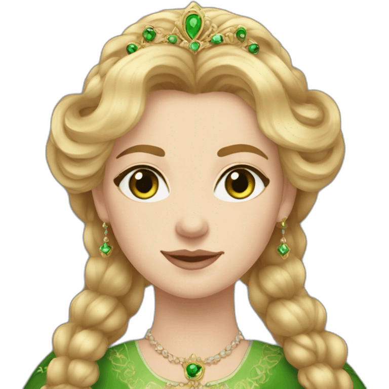 Russian folk Queen anastasia with ginger medium hair, green eyes emoji