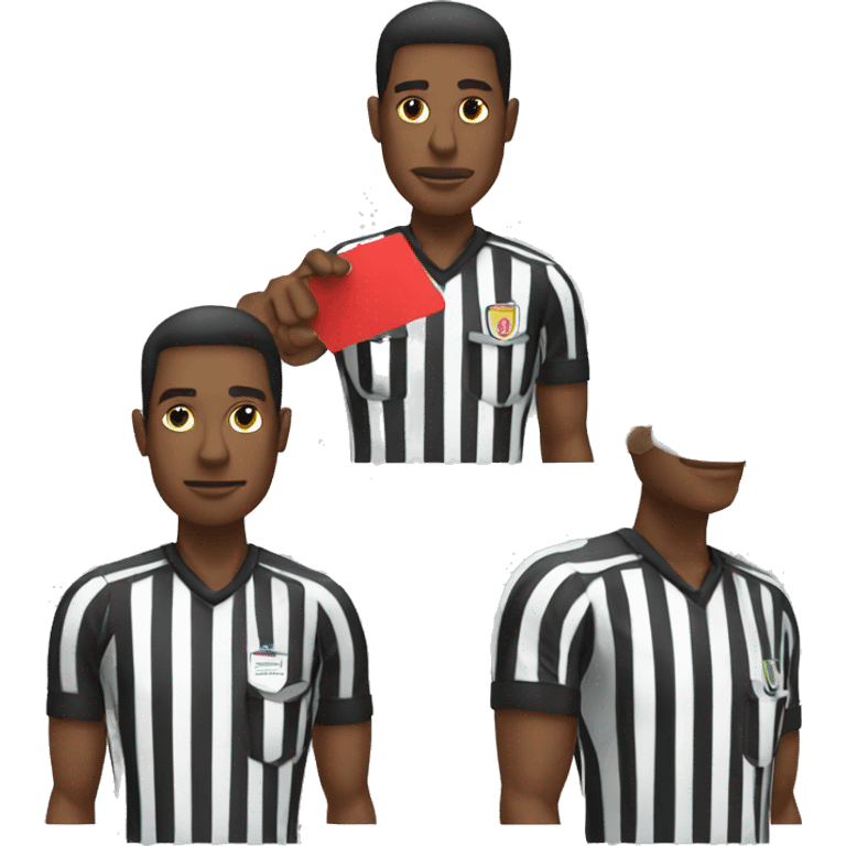 black male referee holding red card emoji