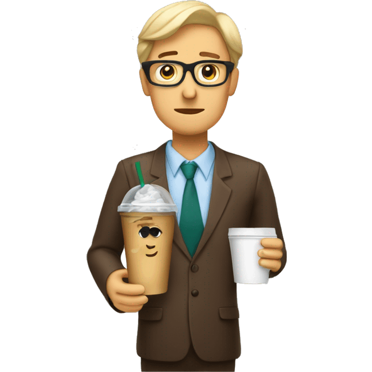 Tired teacher with a strabucks iced coffee emoji