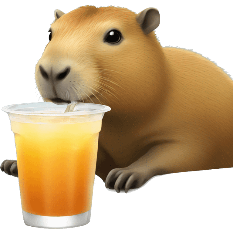 Capybara drinking boba emoji