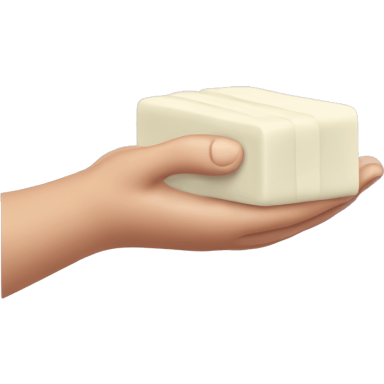 a hand holding a bubbly bar of soap emoji