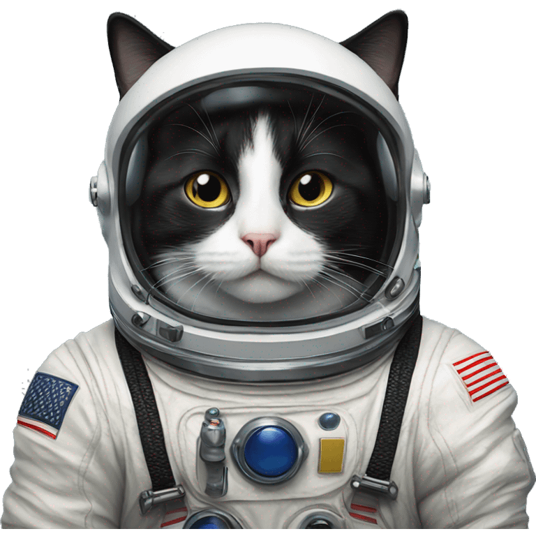 Tuxedo cat wear astronaut sui emoji