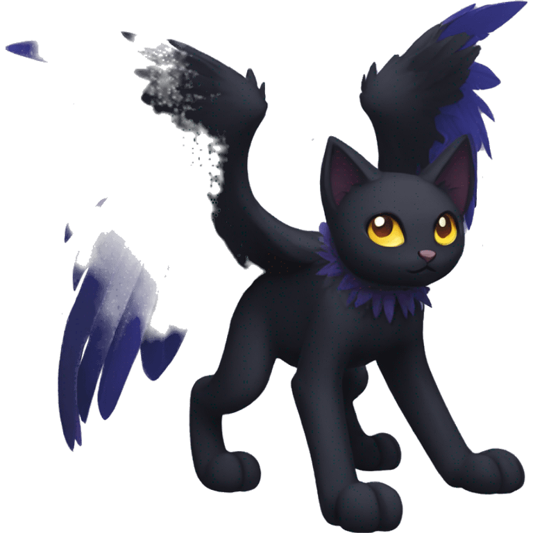 Black Cat Fakemon With Raven Head And Raven Wings emoji