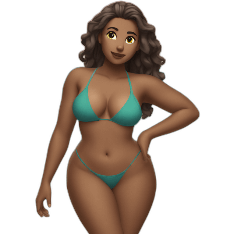 Slim-thicc Caucasian woman small bikini pose (beach body) emoji