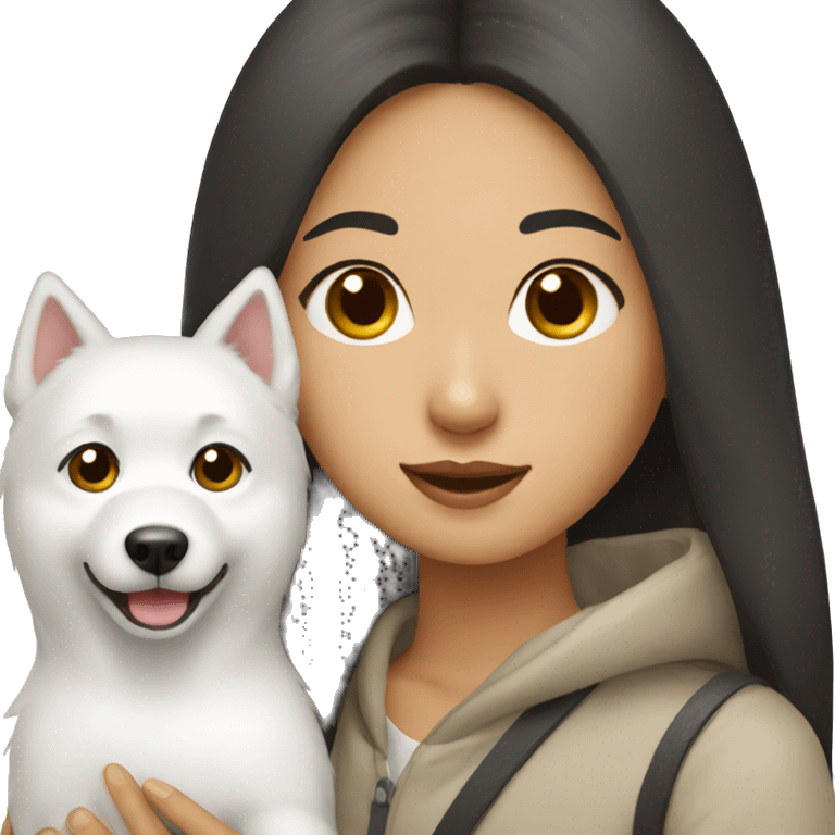 asian girl with Japanese spitz dog emoji