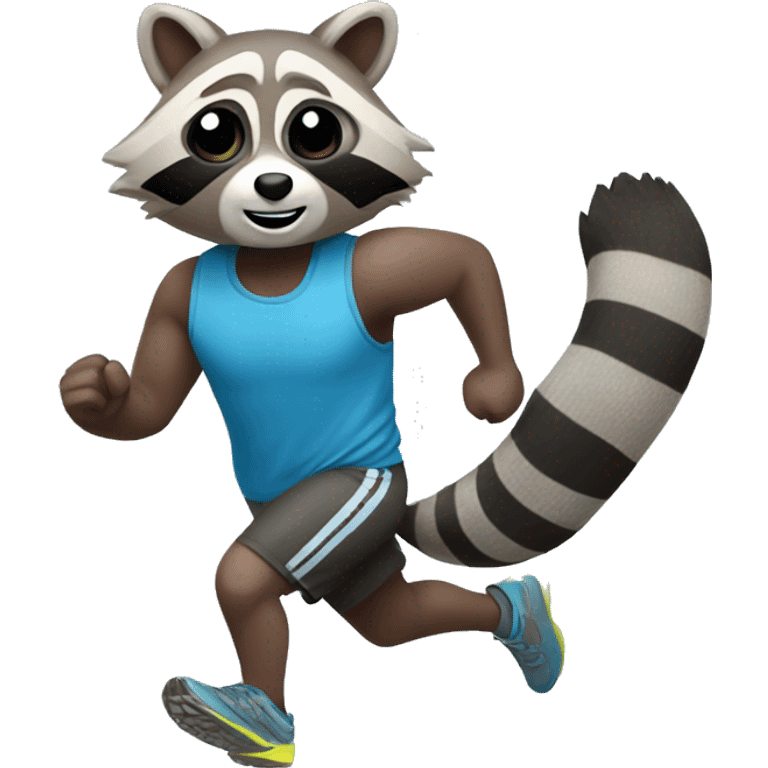 Raccoon running with sport running clothes  emoji