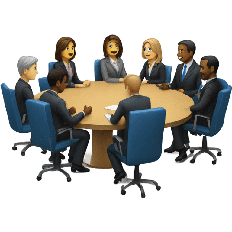 business people sitting at a round table  side view emoji