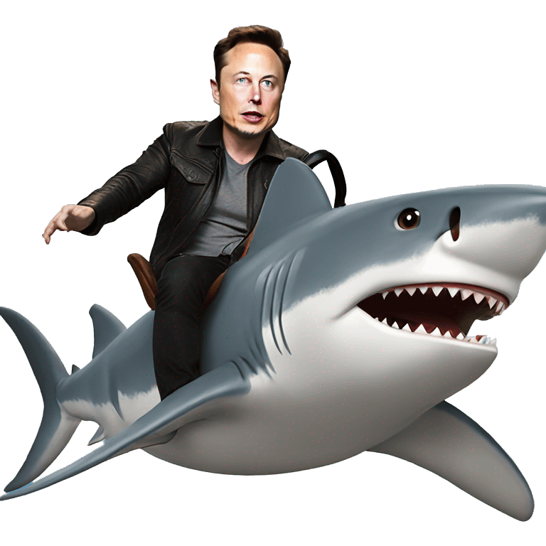 Elon Musk riding a sharknado emoji