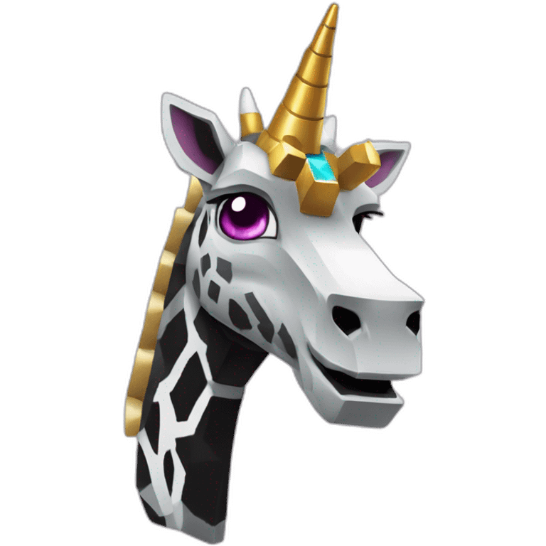 Minecraft Black Jiraffe Head With Diamond Unicorn Horn and Lazer Eyes emoji