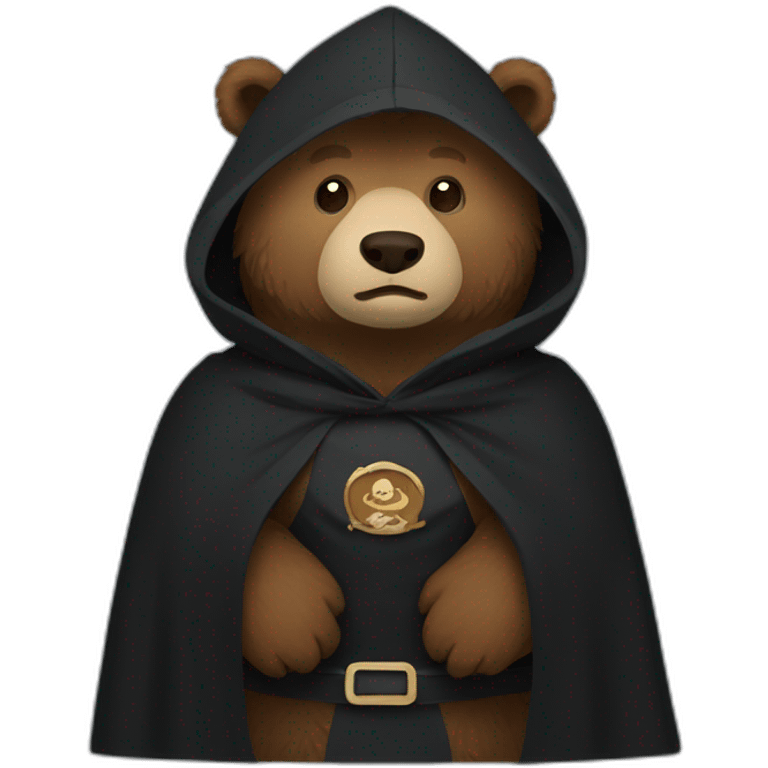 Grizzly Bear Wearing Black Samurai Cloak And Cape. emoji