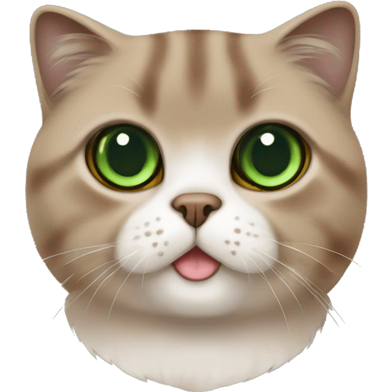 Brown scottish fold cat with green eyes  emoji