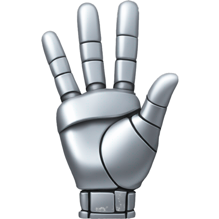 silver robotic peace sign hand emoji