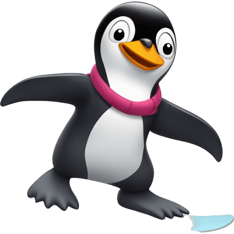 Penguin snowboarding  emoji