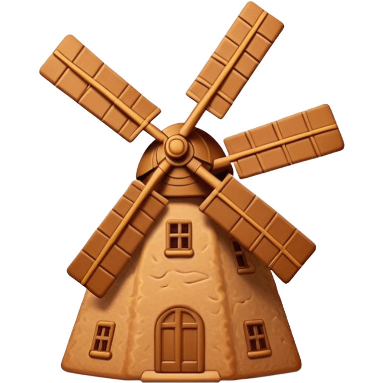 Speculaas Cinematic Realistic Speculaas Biscuit Emoji, depicted as a spiced speculaas cookie crafted in the shape of a windmill and warm, inviting lighting. emoji