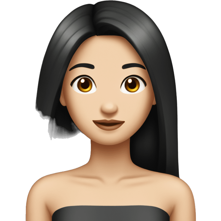 pretty asian girl with tube top and long straight black hair with a middle part emoji