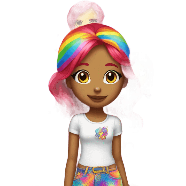 Lisa frank red hair girl wearing disco pants and the dye headband on  emoji