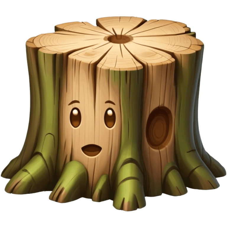 tree trunk block no face emoji