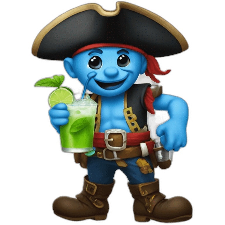 smurf pirate drinking mojito emoji