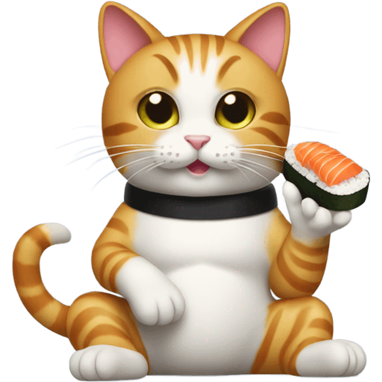 Cat eating sushi emoji