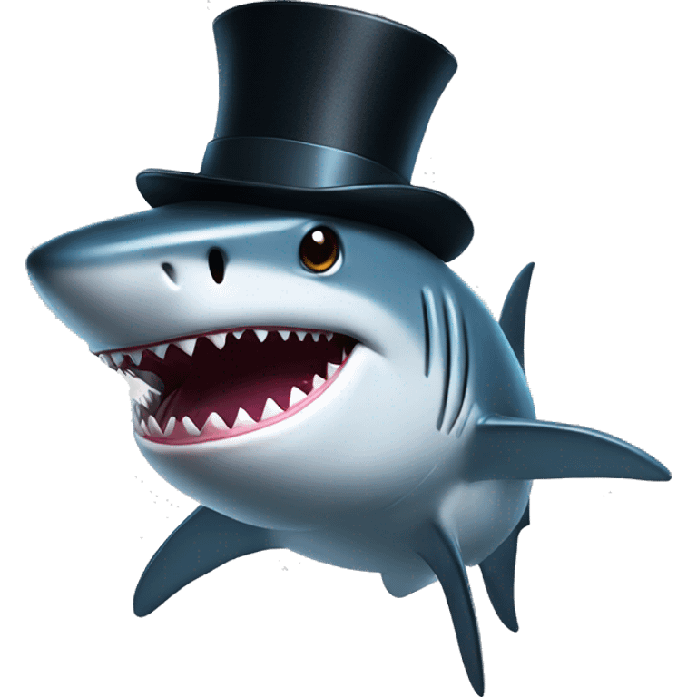 Shark with a top hat emoji