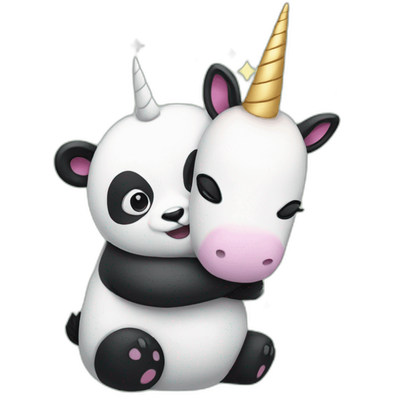 Panda hugging unicorn emoji