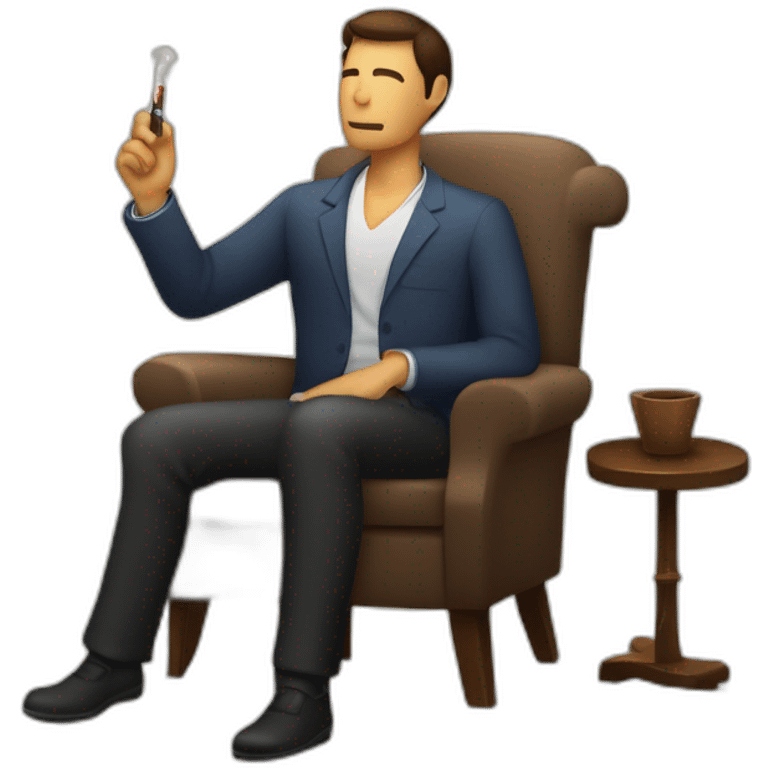 silueta de hombre sentado en un sillon y con un tabaco en la mano emoji