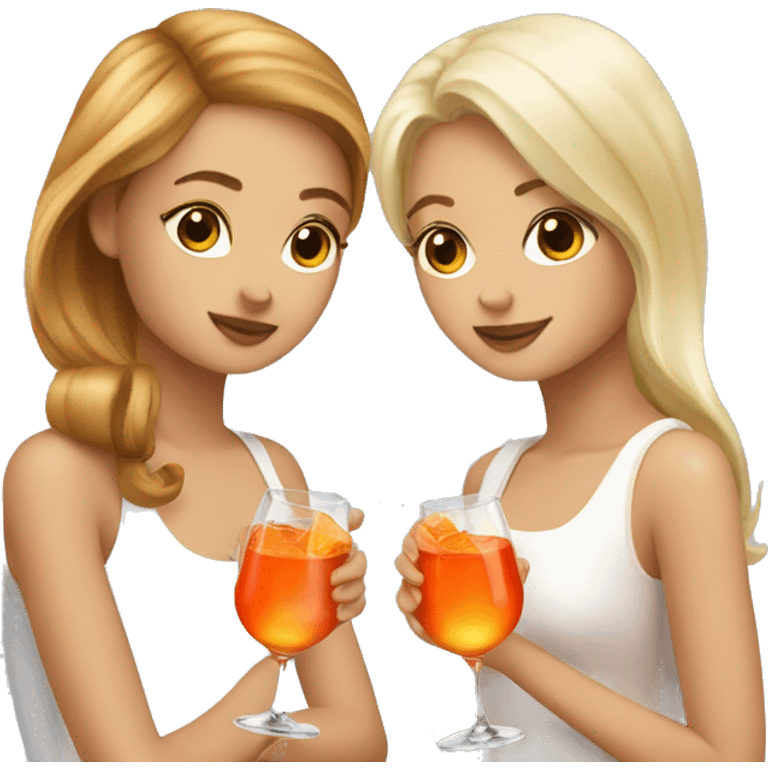 Two girls one blonde and one brown hair drinking aperol emoji