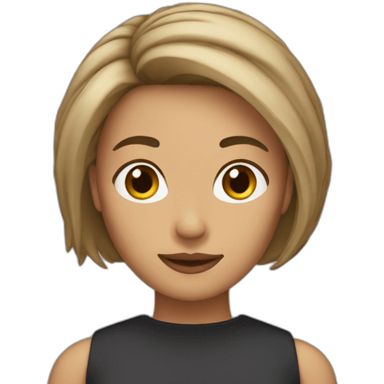 woman with bronw straigt  mid-short hair emoji