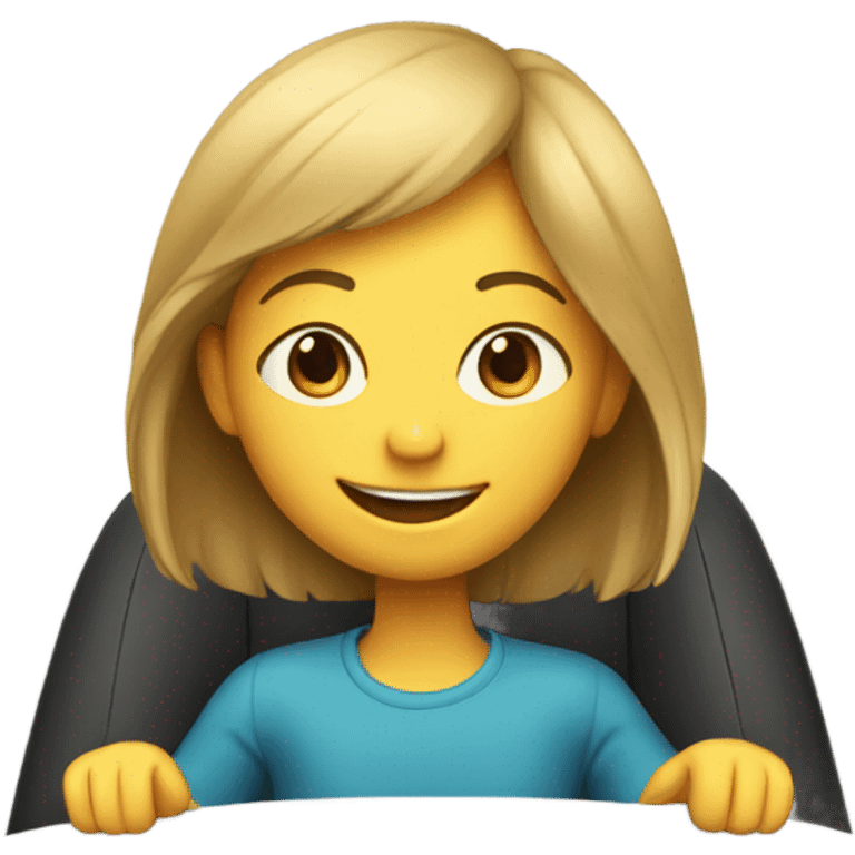 smiling girl in car interior emoji