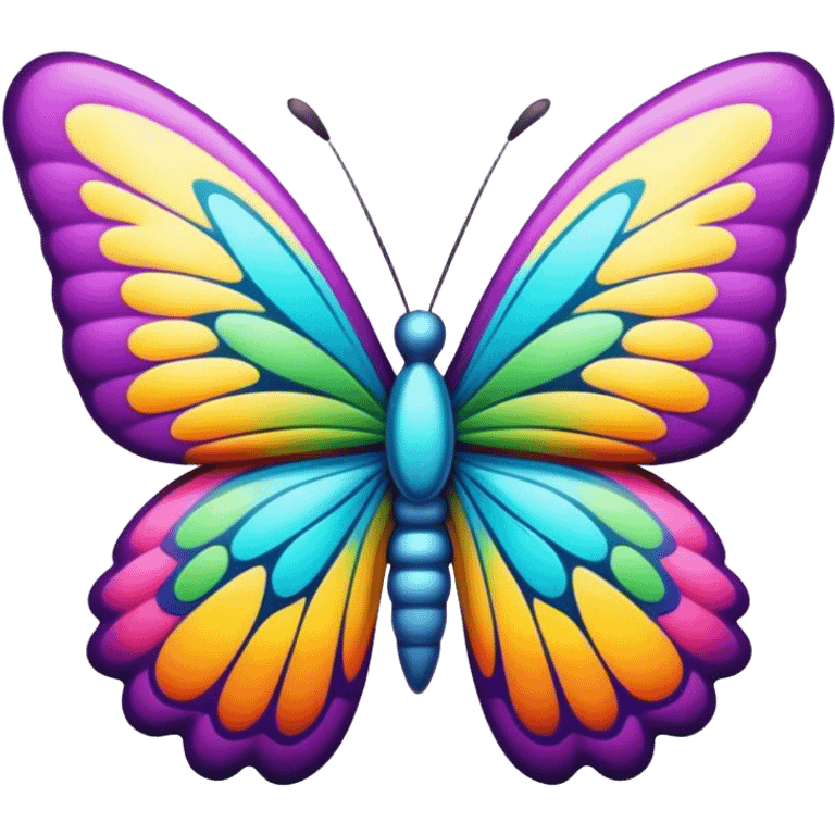 3D, psychedelic colored hippie style butterfly emoji