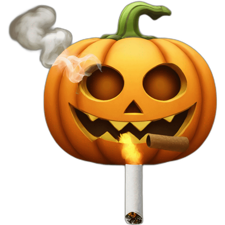 Halloween pumpkin whith hat smoking cigarette emoji