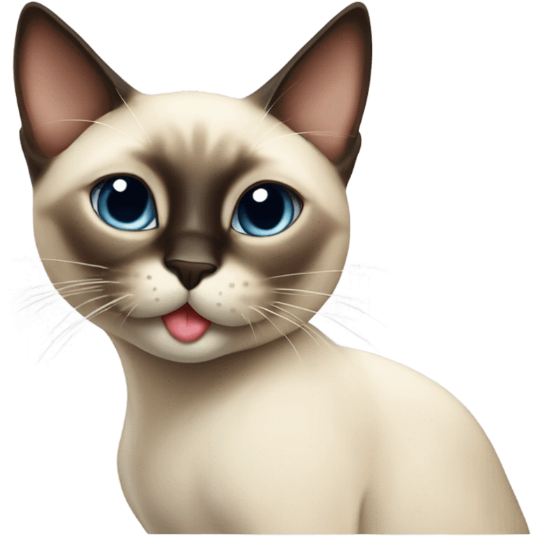 Siamese cat winking and blowing kisses  emoji