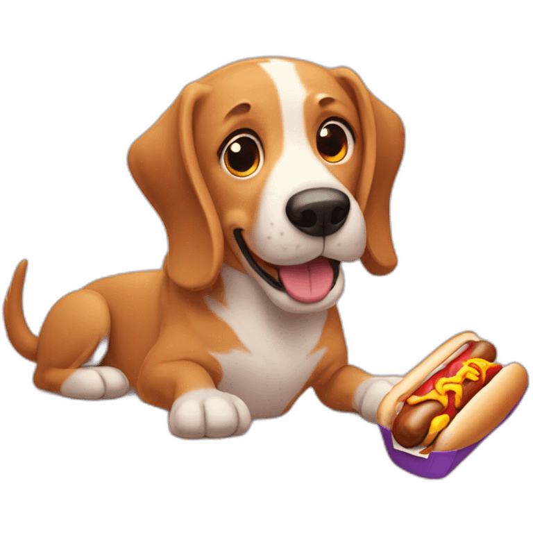 perro comiendo hot ddog emoji