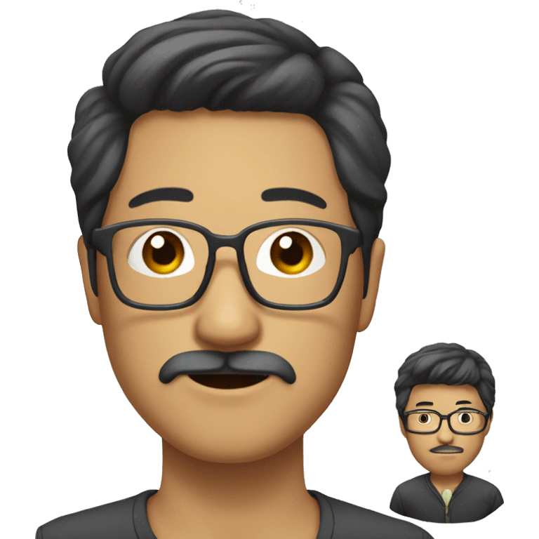 long hair asian guy with glasses and mustach emoji