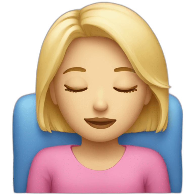 Blond girl sleep on coach emoji