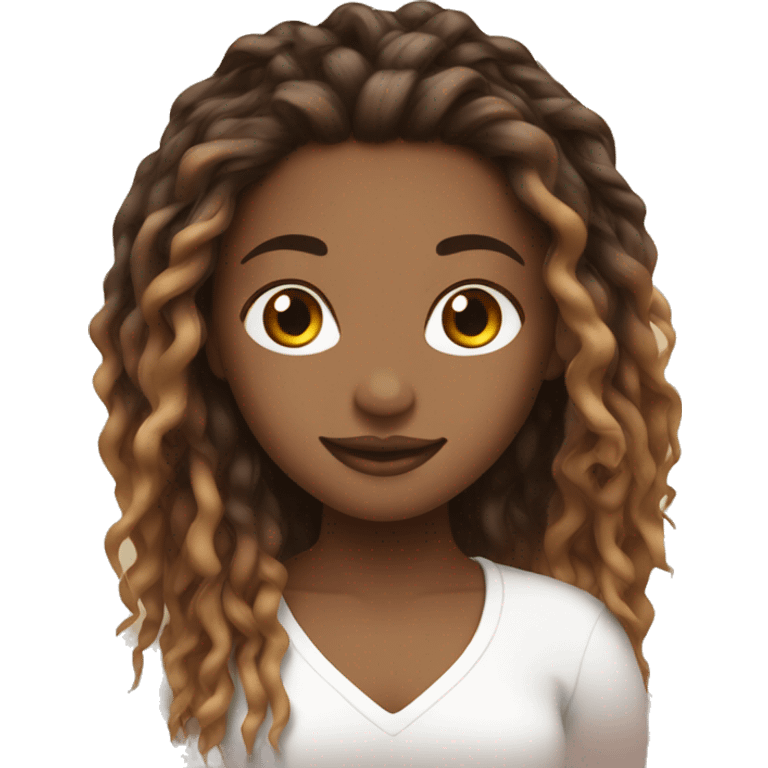 Pretty girl with brown ombré locs emoji