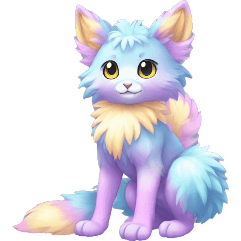 Shiny Sparkly Colorful Pastel Fluffy beautiful fantasy Kawaii Ethereal Anthro Sona Fakemon-animal Full Body emoji