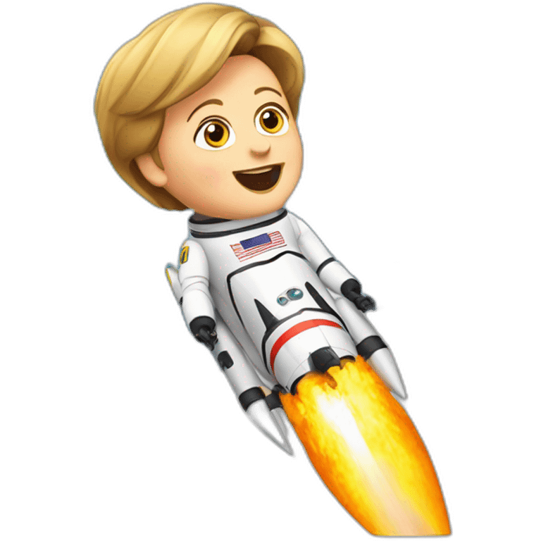 Merkel on a rocket emoji