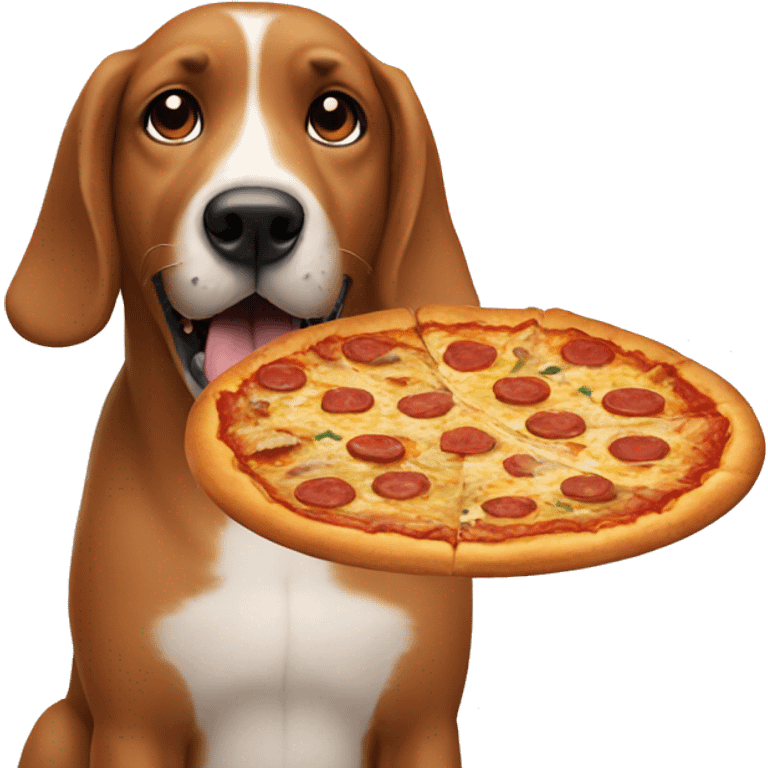 a dog eating pizza emoji