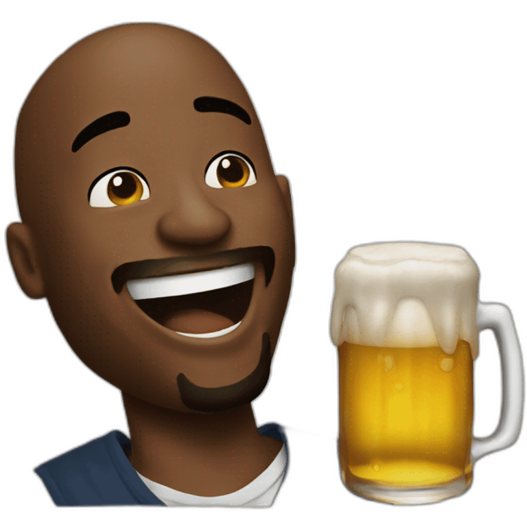 Tupac laughing with a beer emoji