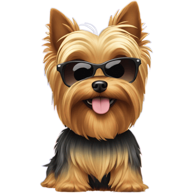 Yorkie Dog with sunglasses flying emoji